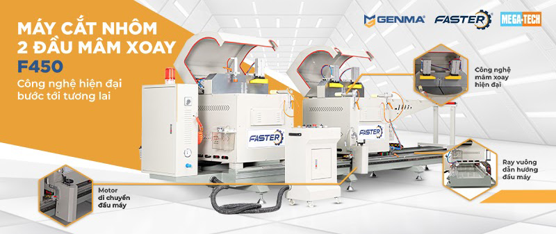 Máy cắt nhôm 2 đầu mâm xoay F450 