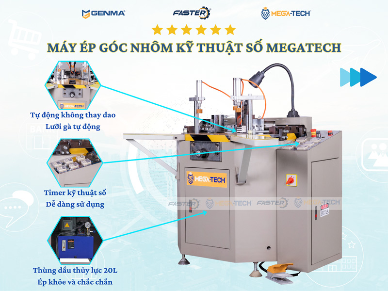Máy ép góc nhôm kỹ thuật số Megatech 5
