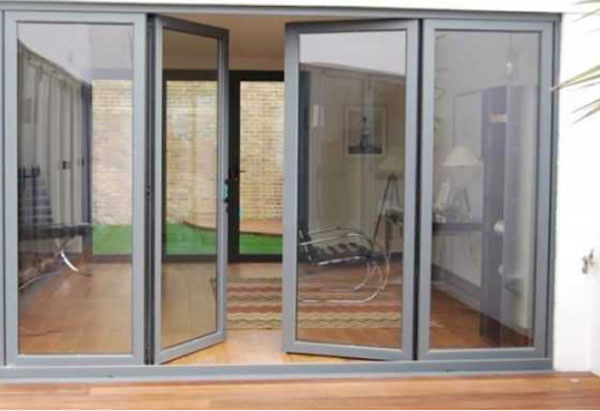 Cửa nhôm 2 cánh hệ 55 màu xám tro