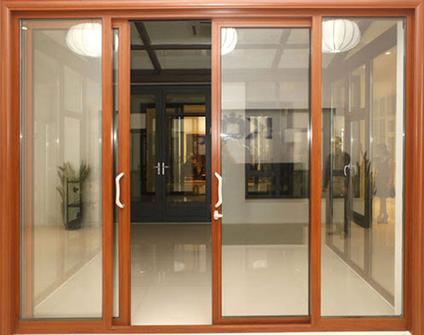 Cửa nhôm hệ 1000 giả gỗ sang trọng
