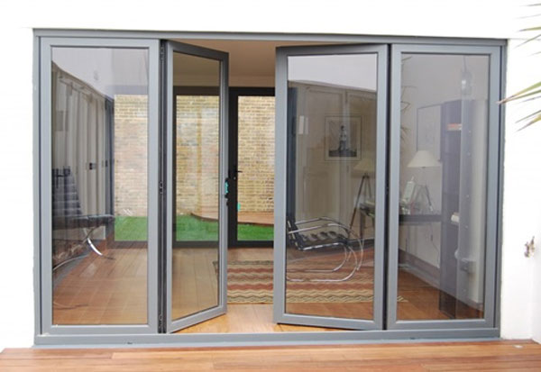 Cửa nhôm hệ 1000 màu xám hiện đại