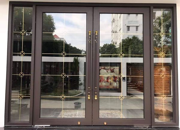 Cửa nhôm kính cường lực cao cấp màu nâu đen