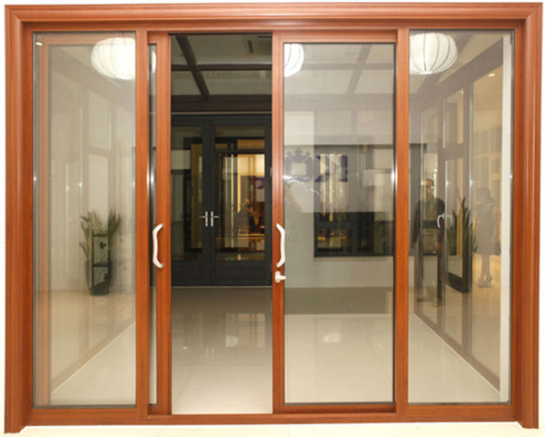 Cửa nhôm kính giả gỗ cửa trượt