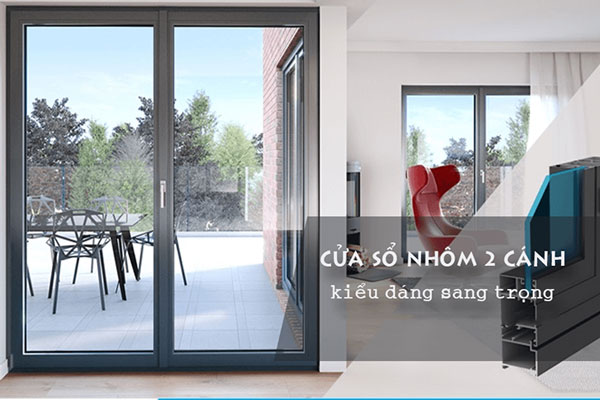 Cửa nhôm kính lùa 2 cánh kiểu dáng sang trọng