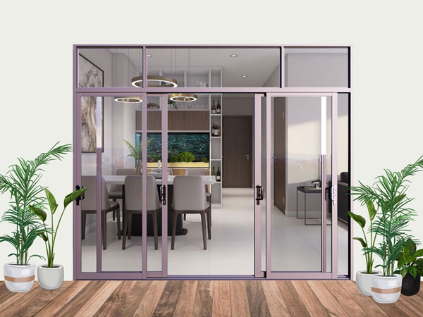 Mẫu cửa nhôm kính nhà cấp 4 cánh lùa