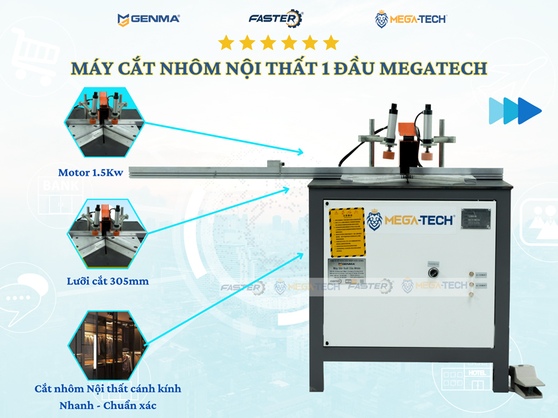 Máy cắt nhôm nội thất 1 đầu Megatech