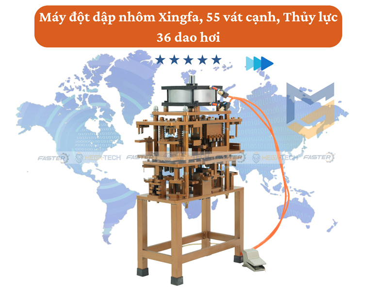 Máy đột dập nhôm Xingfa, nhôm 55 vát cạnh, nhôm Thủy lực - 36 dao hơi