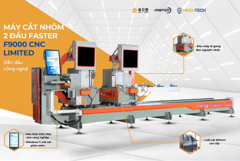 Máy cắt nhôm 2 đầu thông minh Faster Smart F9000 CNC Limited